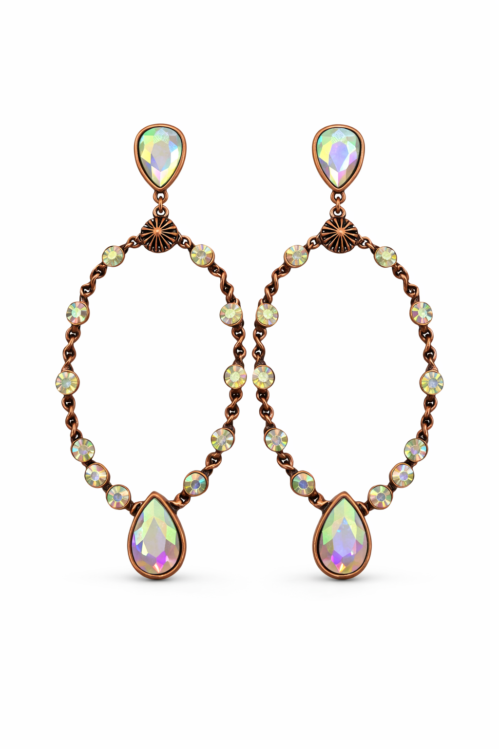 Bronze Oval Crystal Earrings (m)