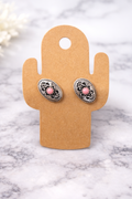 Silver Pink Oval Stud (m)
