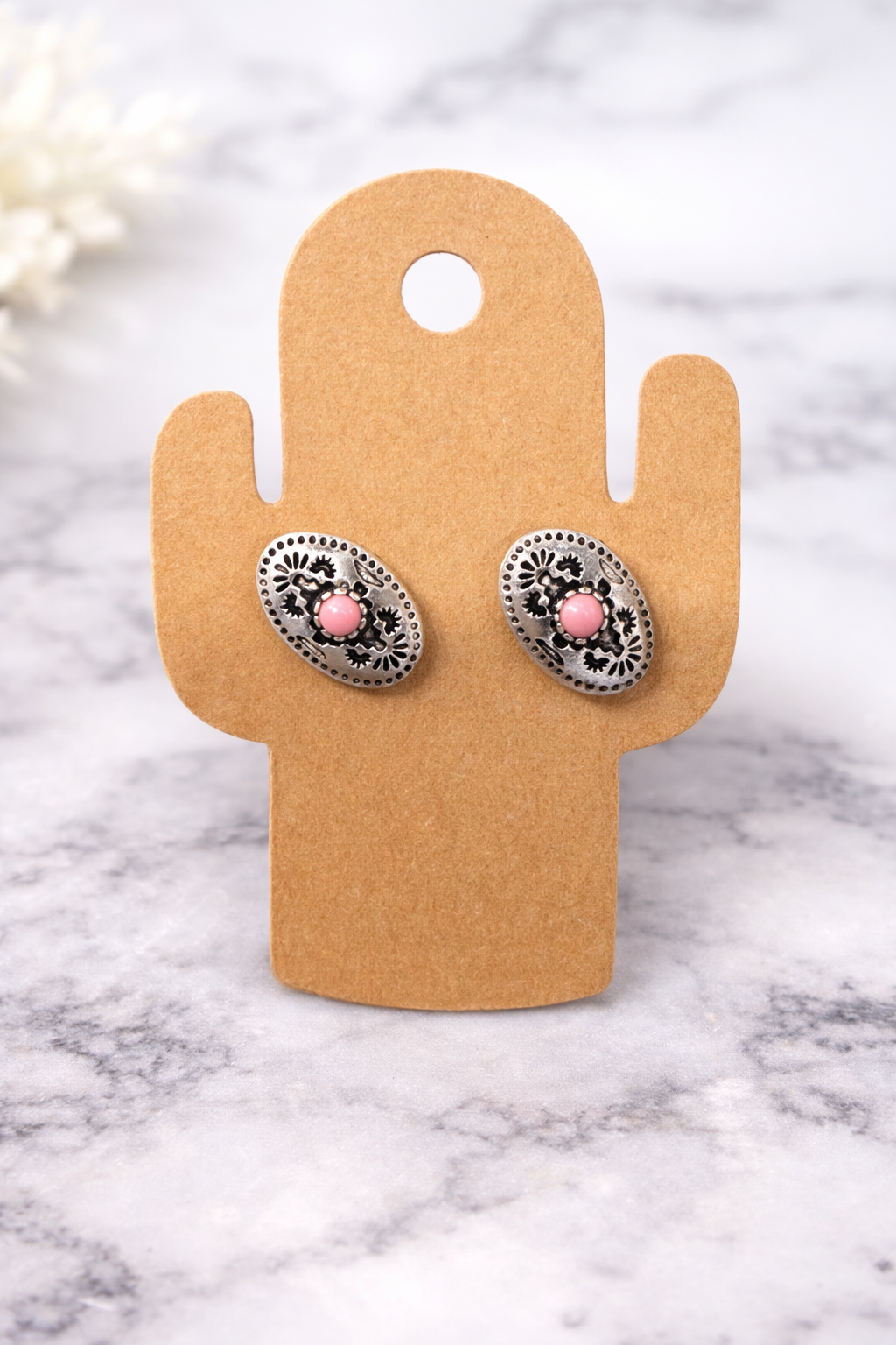 Silver Pink Oval Stud (m)