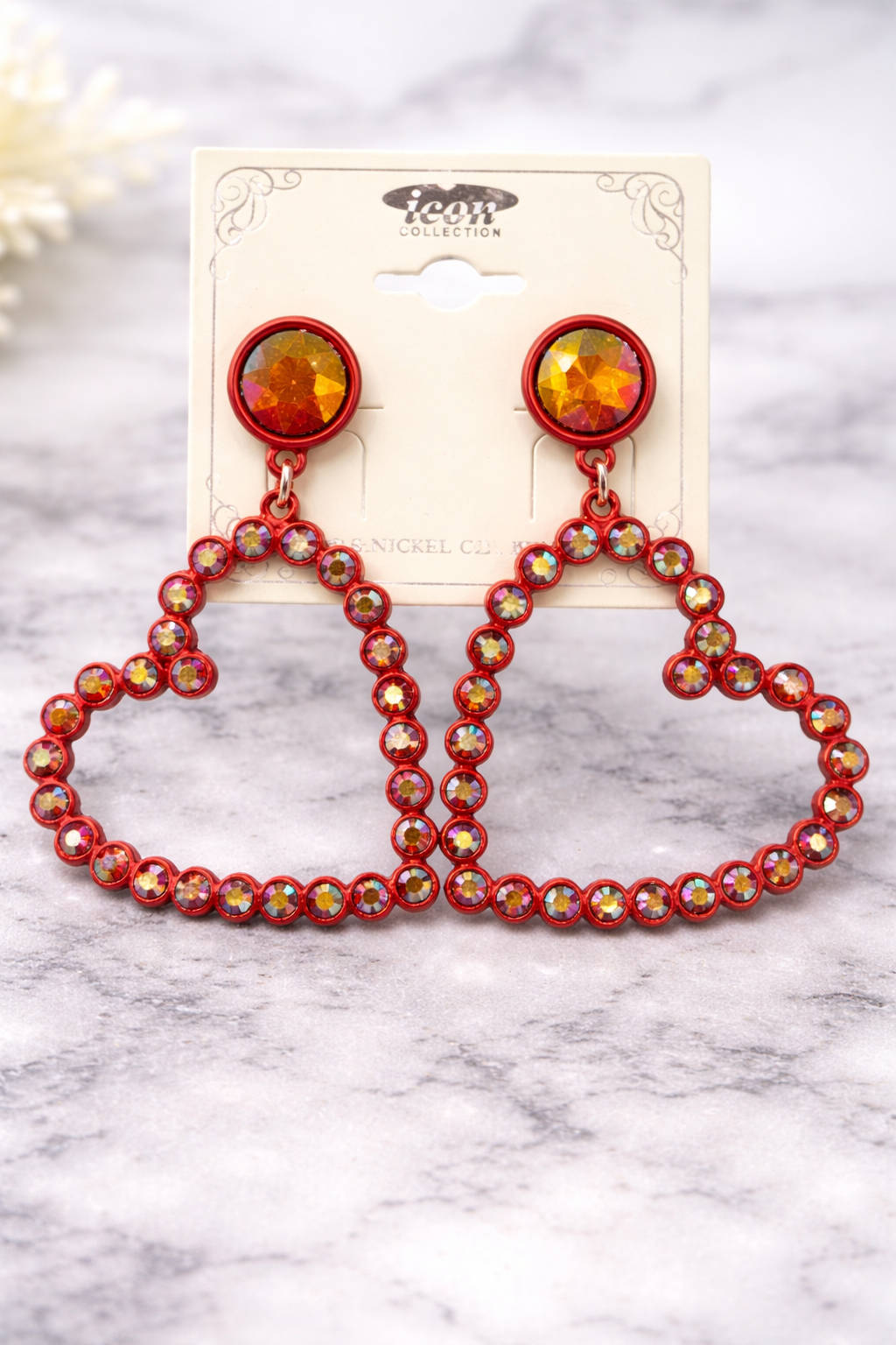 Red Heart Crystal Earrings (m)