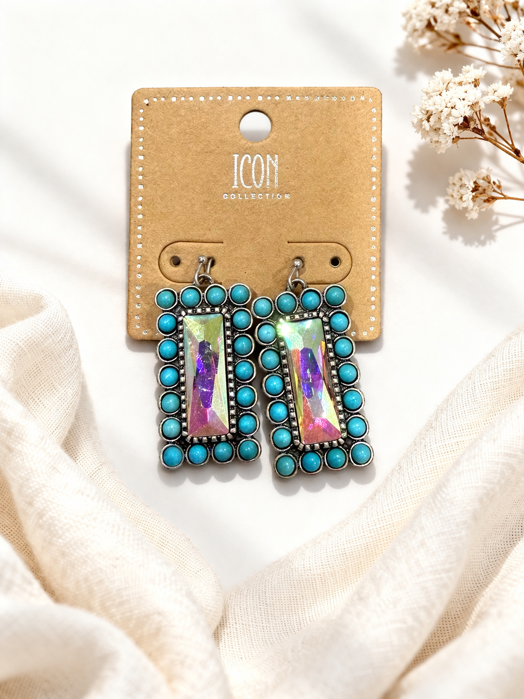 Teal Rectangle Earrings (m)