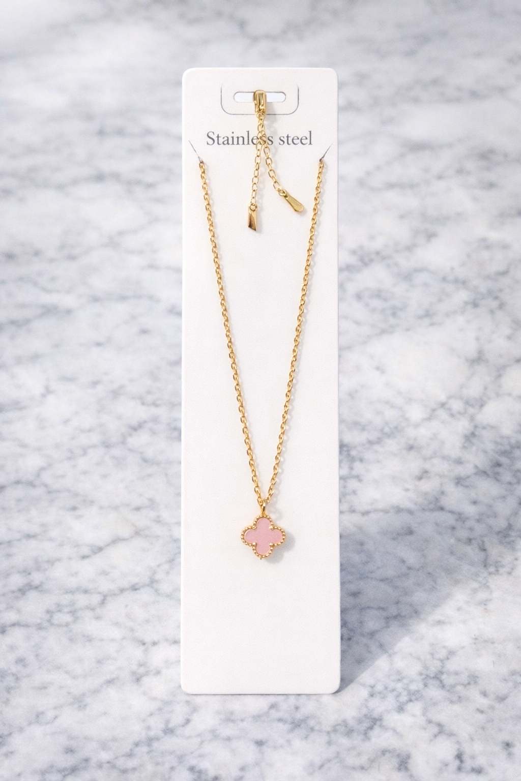 Pink Clover Necklace (m)