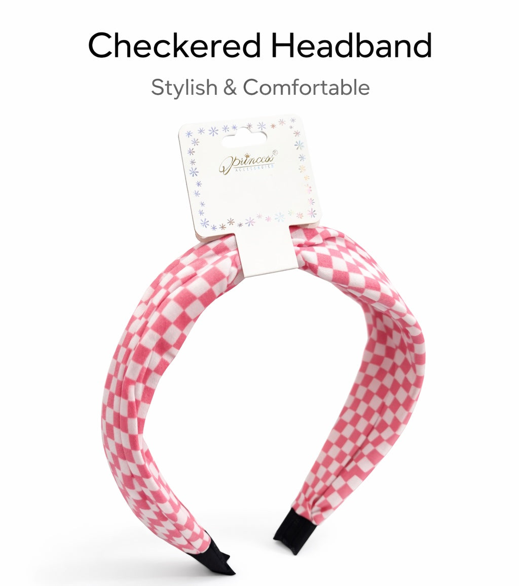Pink Checkered Headband