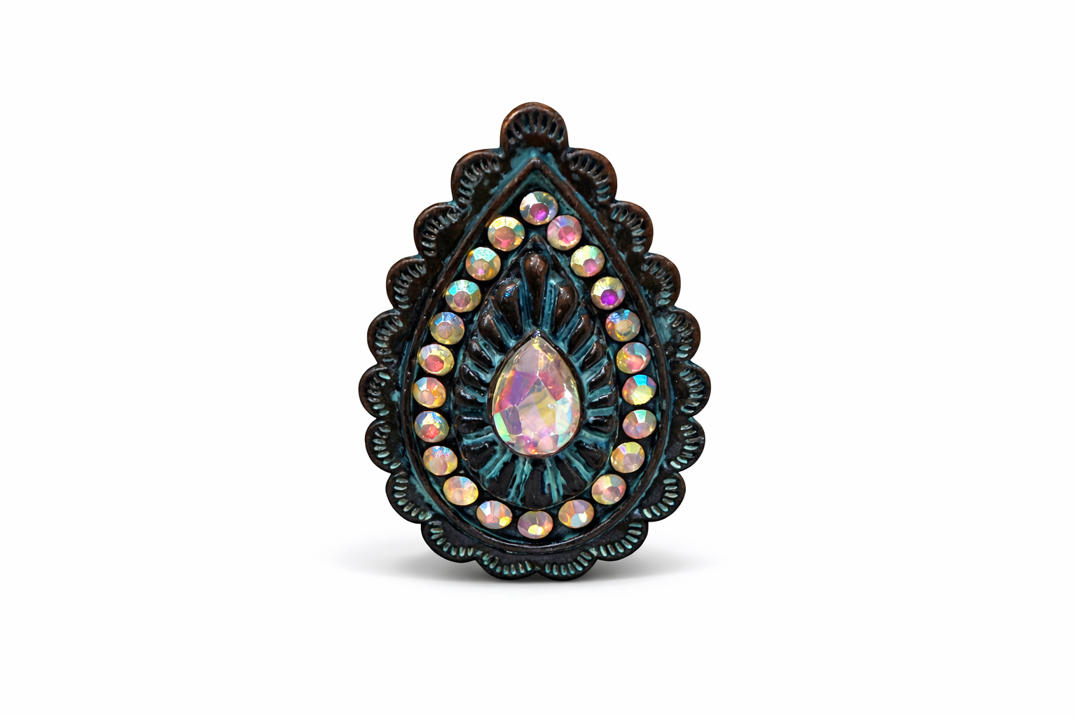 Teal Crystal Ring (m)