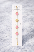 Pink crystal Clover Bracelet (m)