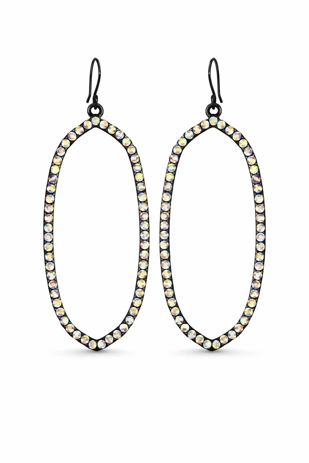 Black Oval Crystal Earrings (m)