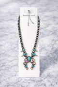 Teal crystal Squah Necklace (m)