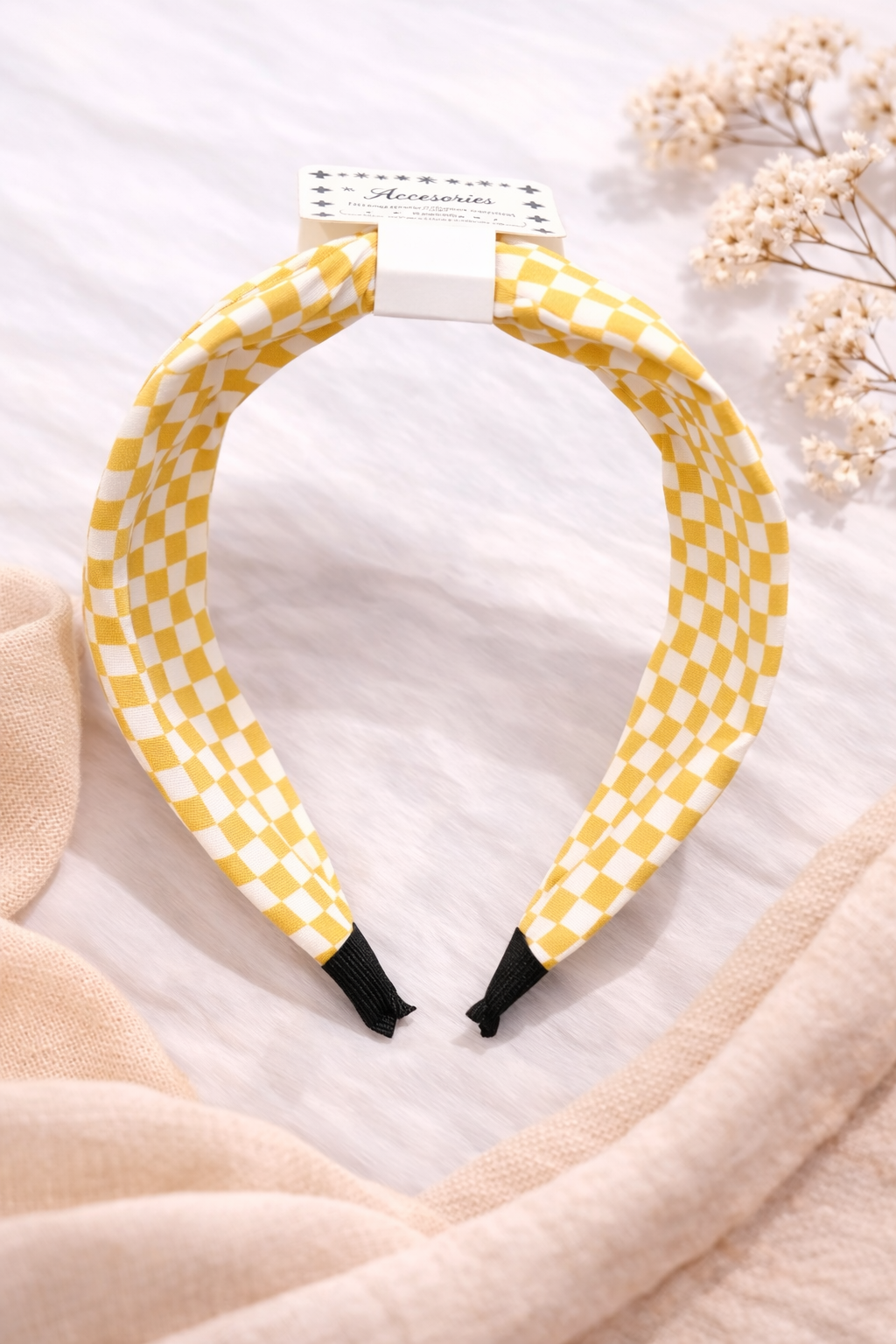 Tan Checkered Headband (m)