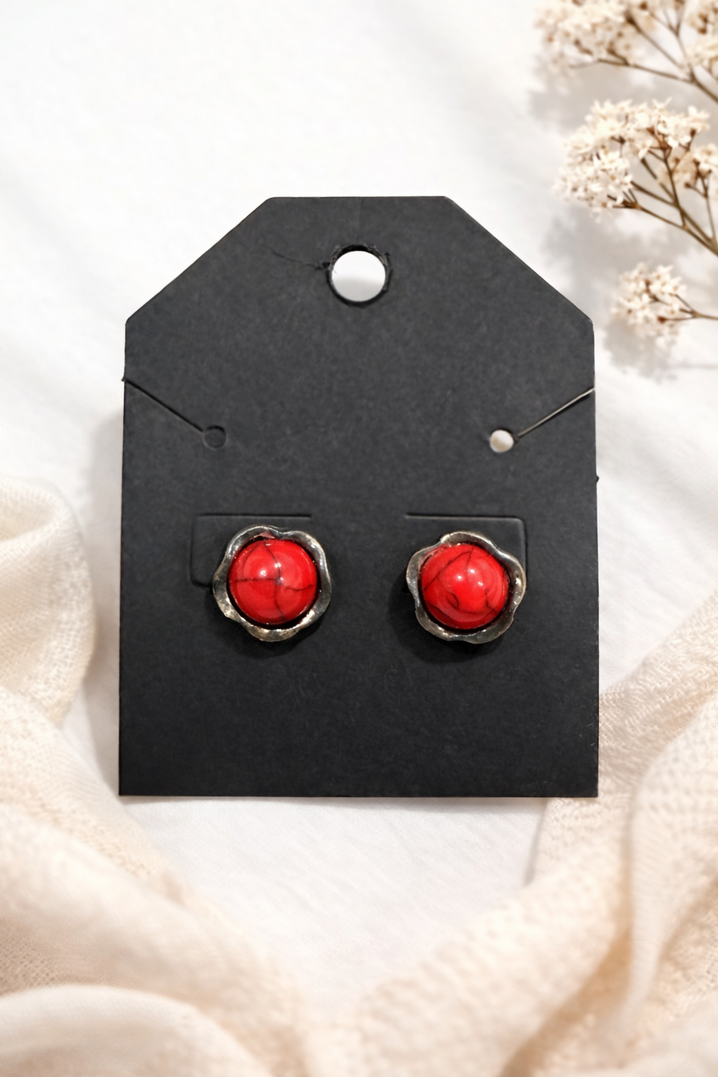 Red Stud Earrings